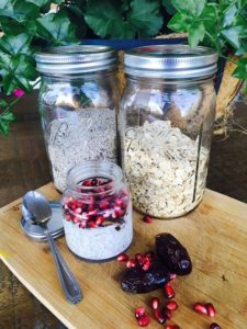 Megan's Simple Overnight Oats and Chia Porridge Recipe | High protein diets improve fertility and this simple high protein breakfast makes it easy to increase your protein intake. Click to see the recipe with pomegranates and dates.