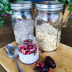 Megan's Simple Overnight Oats and Chia Porridge Recipe | High protein diets improve fertility and this simple high protein breakfast makes it easy to increase your protein intake. Click to see the recipe with pomegranates and dates.